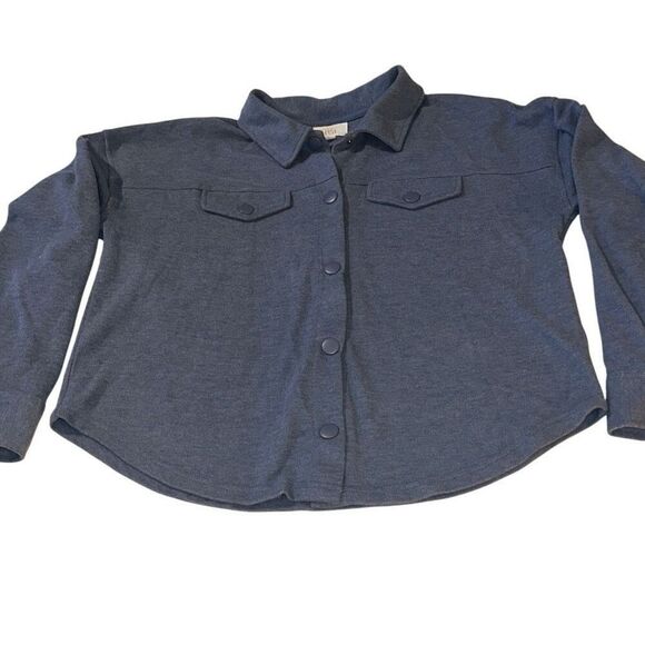 Hippie Rose Blue Snap Button Long Sleeve Collar Button Up Shirt Ladies Large - Picture 1 of 11